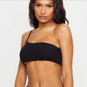 PrettyLittleThing One Shoulder Black Bra Top